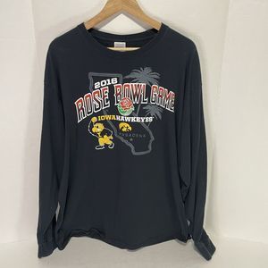 Iowa Hawkeyes 2016 Rose Bowl Long Sleeve T-Shirt, XL, Black, Gildan Ultra Cotton